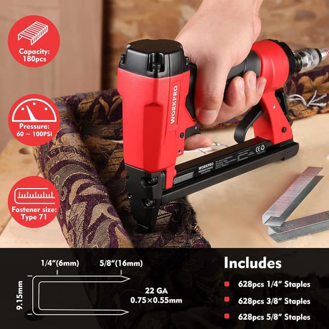 Thumbnail 1 de WORKPRO Grapadora neumática 6-16 mm