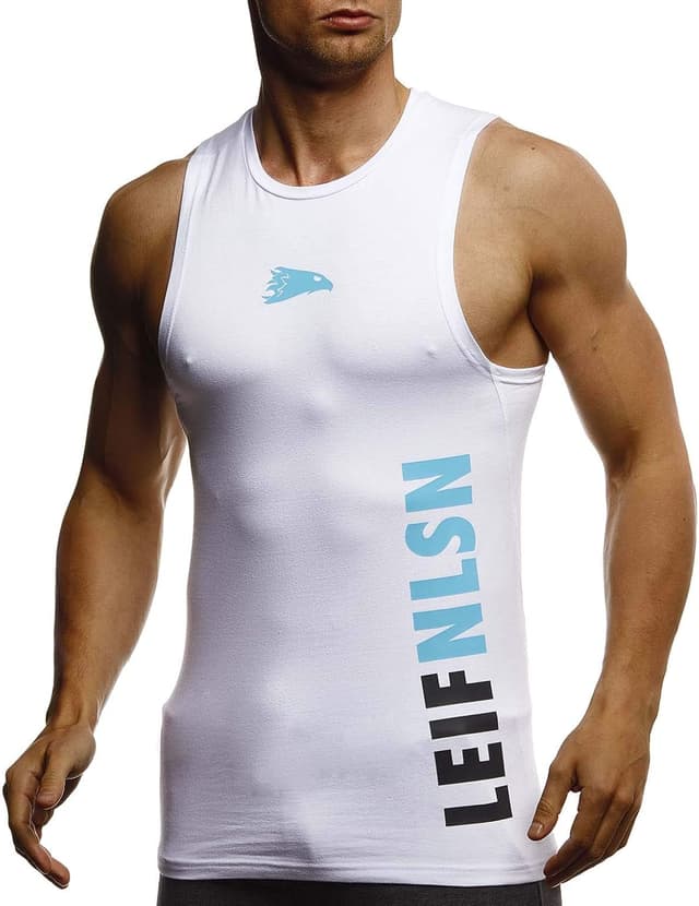 Detalle de Leif Nelson Sport LN-8283 canotta fitness da uomo in cotone