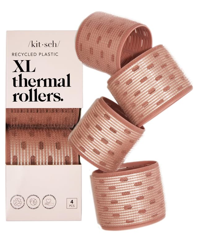 Detalle de Kitsch XL Ceramic Thermal Hair Rollers – 4 Velcro-Wärmerollen für mehr Volumen (2,5" & 3")
