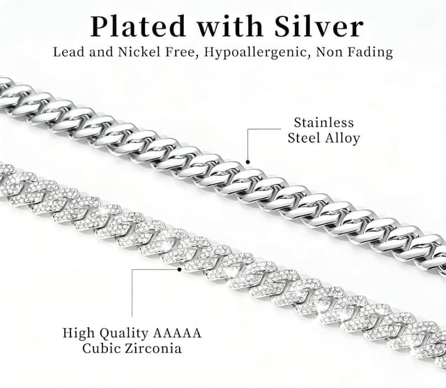 Detalle de Collana Hip Hop Esmoly in argento/oro iced out con catena cubana da 14 mm