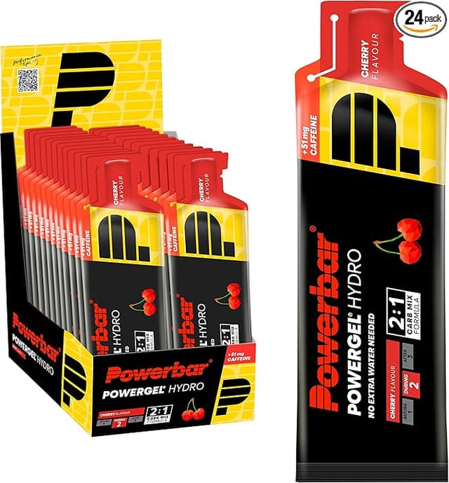 Detalle de PowerBar PowerGel Hydro Cherry - Gel Energético con Cafeína 💪
