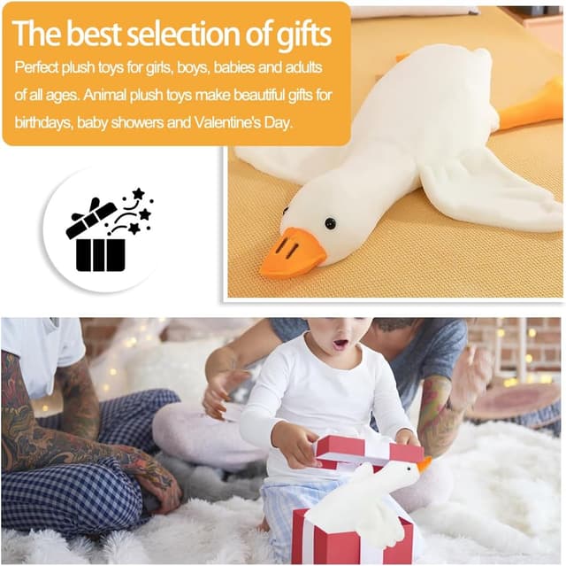 Detalle 2 de Zaloife Peluche Oie géante 50 cm — doudou pour câlins et décoration, à récupérer après compression sous vide