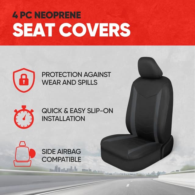 Detalle 2 de Motor Trend SpillGuard 2 Charcoal Gray Neoprene Seat Covers for Front Seats (Universal Fit)