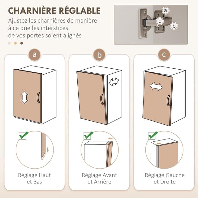Detalle de HOMCOM Meuble micro-ondes avec buffet et rangement 60 x 40 x 131 cm chêne et blanc