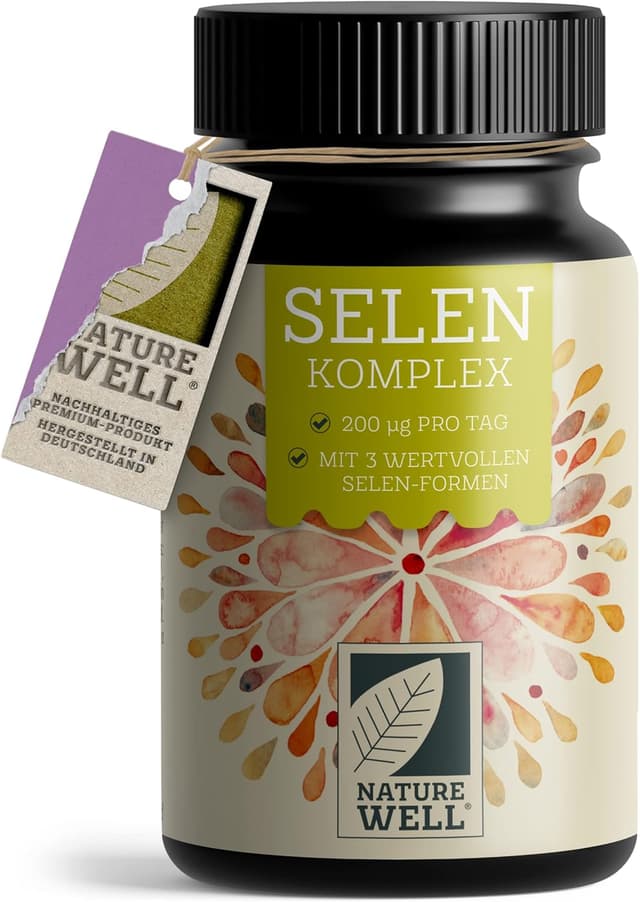 Detalle de NatureWell Selen hochdosiert 365x – Selen 200 µg Tabletten (Komplex aus Selenhefe, L-Selenmethionin & Natriumselenit), 100% vegan