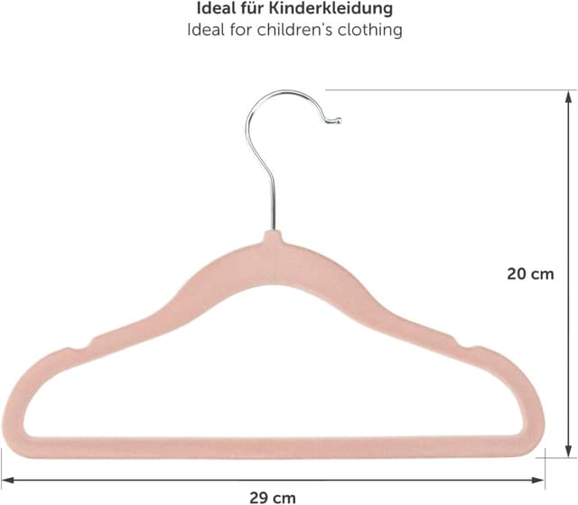 Detalle de Laleni Kinderkleiderbügel (30er-Set) mit Samtbezug, 360° Drehhaken – rutschfest für Kinderkleidung