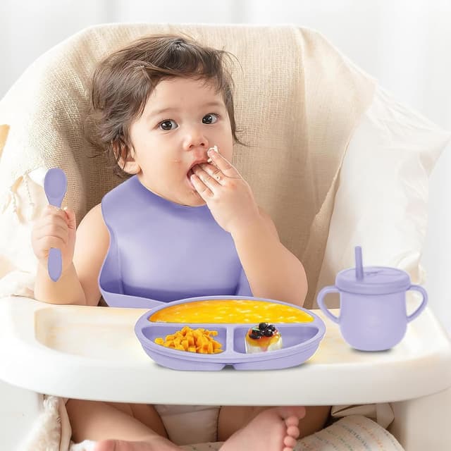 Detalle de Dormlony Silicone Baby Feeding Set, 9-Piece