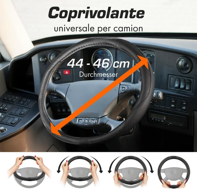 Detalle de Upgrade4cars Coprivolante 44-46 cm Nero in Finta Pelle
