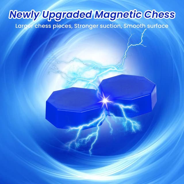 Detalle de Magnetic Chess Game with String Stones (Blue) – Portable magnet board game for kids and adults