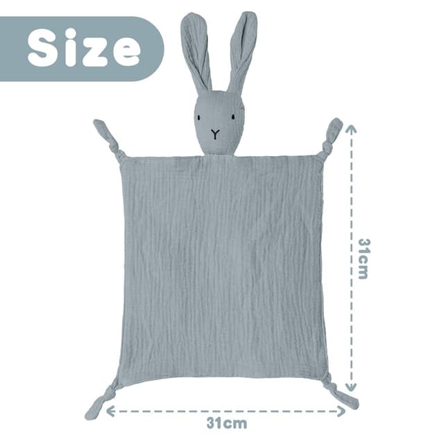 Thumbnail 1 de Vicloon Schmusetuch mit Hase-Köpfchen – Kuscheltuch aus 100% Bio-Baumwolltüll (31 x 31 cm), Grau