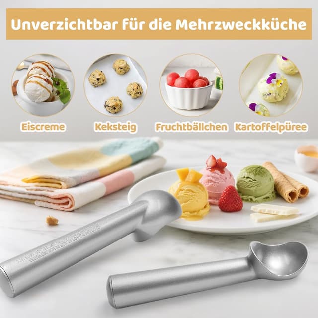 Detalle de Nepfaivy Eisportionierer & Eislöffel Set (2 Stück, 18 cm) mit Antihaftbeschichtung