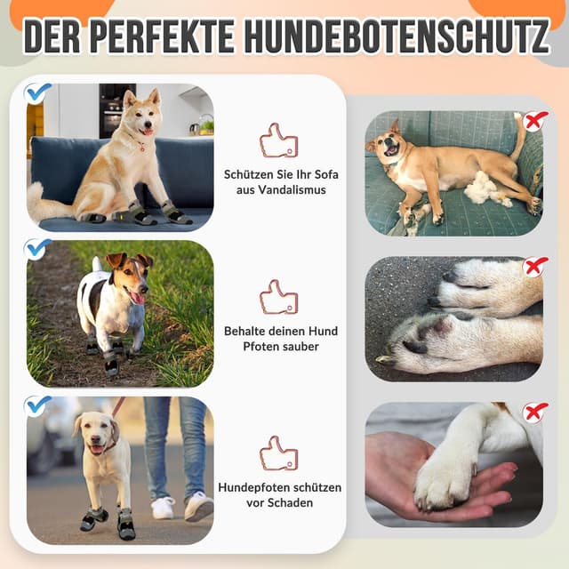 Thumbnail 6 de Eyein Hundeschuhe Pfotenschutz (2 Stück) wasserabweisend, rutschfeste Sohle mit reflektierendem Klettverschluss – Schwarz, Größe 3