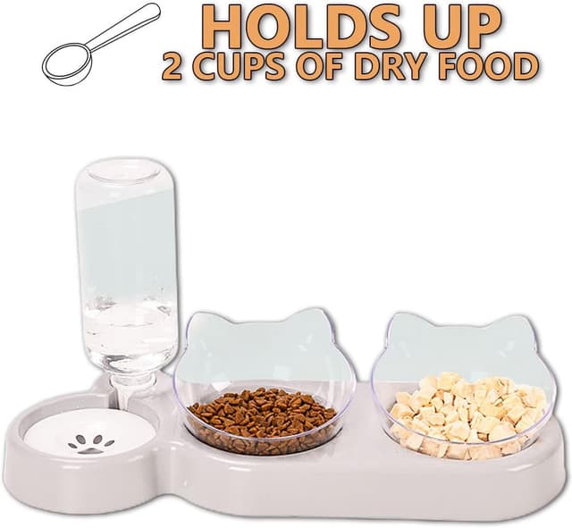 Detalle 2 de 3‑in‑1 Cat Food and Water Bowl Set 🐱