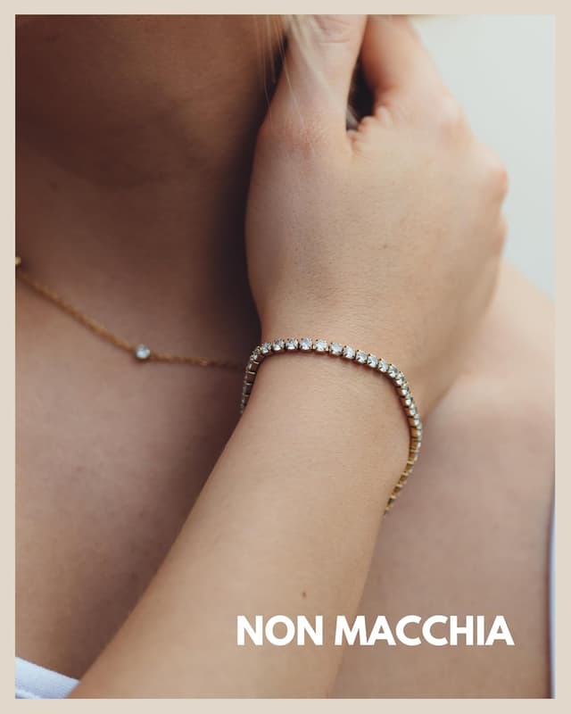 Detalle 2 de GD GOOD.designs Bracciale tennis Argento e Oro con Cubic Zirconia 3mm regolabile (15–19 cm)