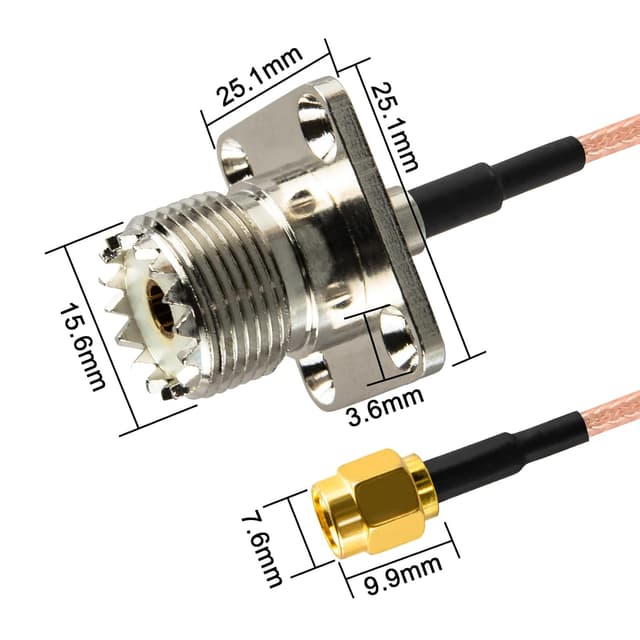 Detalle 2 de urcianow 2er-Pack SMA-Male auf UHF-Female SO239 (4-Loch Panel) mit 20 cm RG316, 50-Ohm Koaxialkabel