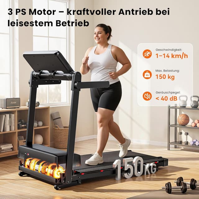 Thumbnail 6 de Klappbares Laufband für Zuhause mit 15% automatischer Steigung, 3 PS Motor und Bluetooth-Lautsprecher