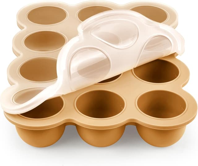 Detalle de Aolso Contenitore in silicone 12 scomparti da 45 ml con coperchio rimovibile (privo di BPA) per freezer, arancia