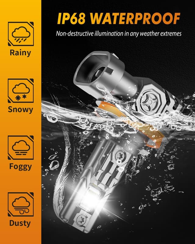 Thumbnail 6 de FAHREN H11/H8/H9 LED Light Bulbs (70,000LM) — 6500K Cool White, IP68 Waterproof, Plug-and-Play, Pack of 2