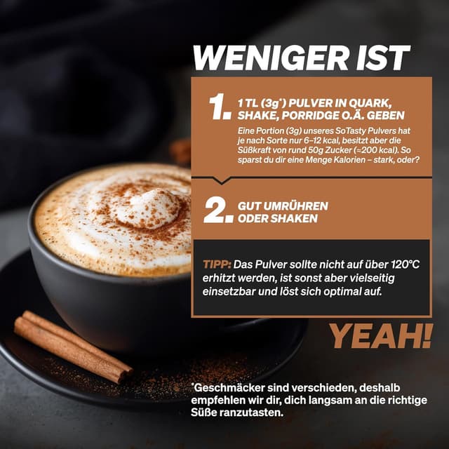 Detalle de natural elements SoTasty Geschmackspulver Cinnamon Crunch (200 g) – 9 kcal/Portion (3 g), vegan & laborgeprüft