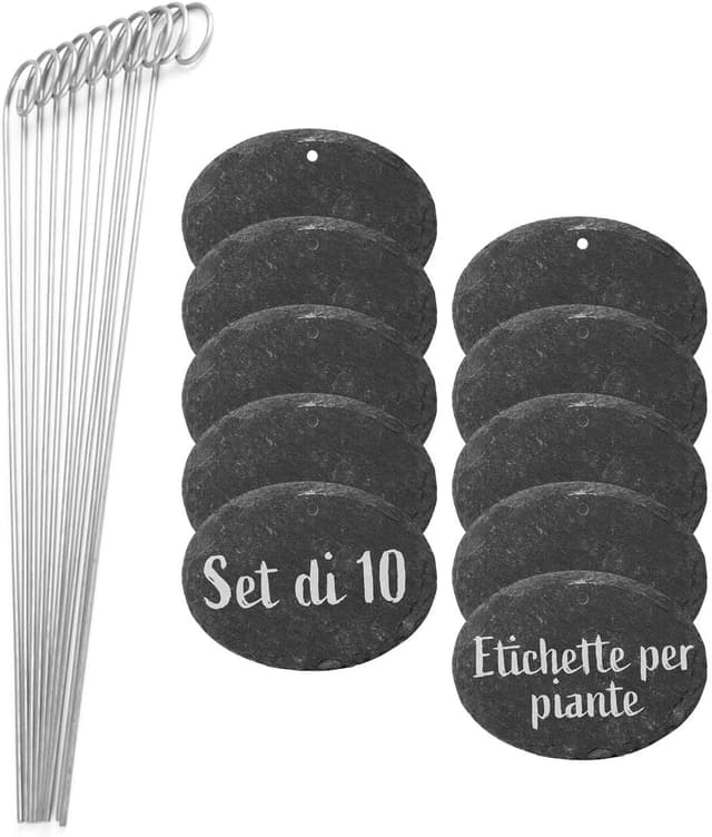 Detalle de Hoberg etichette per piante in ardesia (set da 10) con picchetti in acciaio