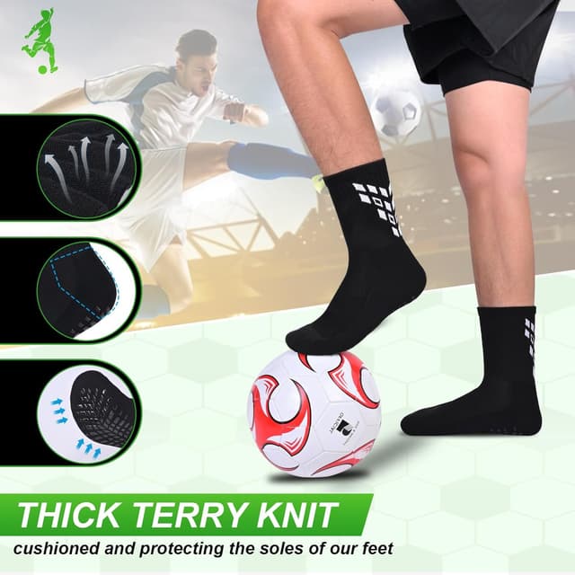 Detalle de Gogogoal 4-Pairs non-slip football socks (cushioned, breathable) – men and women sports & training crew socks