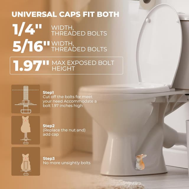 Thumbnail 3 de Bunny Ceramic Toilet Bolt Caps for Decor