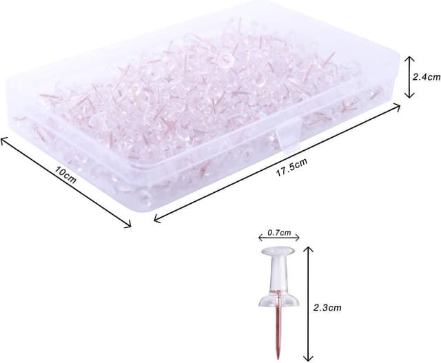 Detalle 2 de Vicloon Chinchetas Transparentes 300 piezas