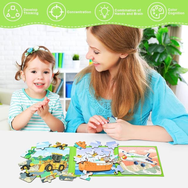 Detalle 2 de Aolso Puzzle Magnetici Montessori Giochi per Bambini 3-7 Anni (animali e temi di traffico), da viaggio