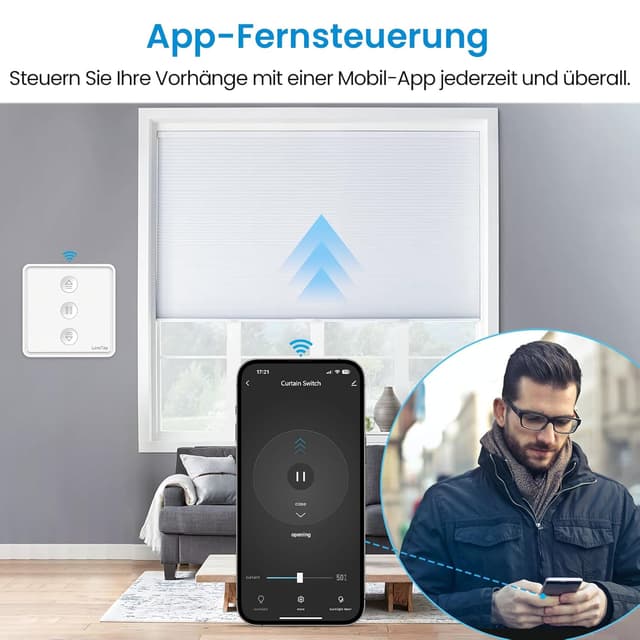 Detalle 2 de LoraTap Smart WiFi Rolladenschalter 80x80 mm