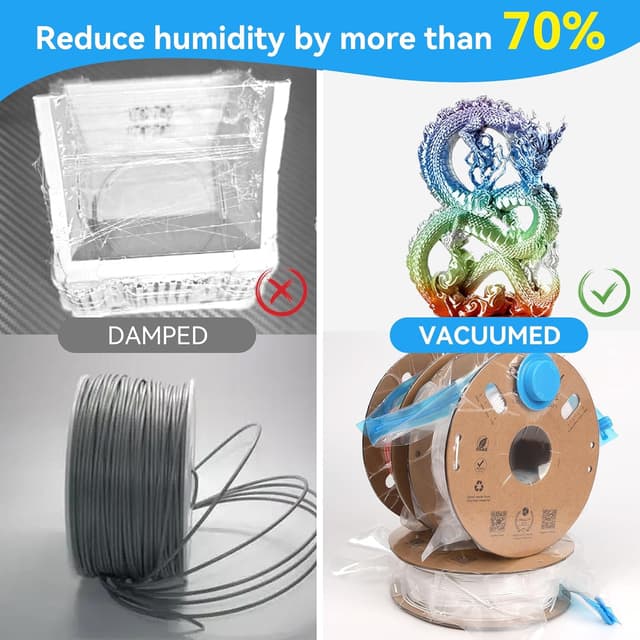 Detalle de Creality 3D Filament Aufbewahrungsbeutel Vakuumbeutel Kit (12er) – Filament trocken halten & vor Staub schützen