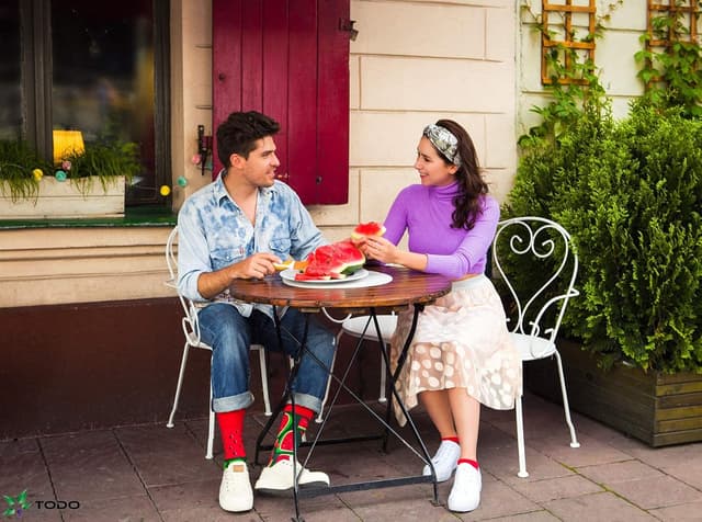 Detalle de TODO Colours Lustige Socken mit Motiv – Sandia-Design im Mix & Match