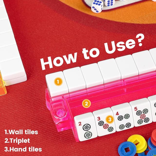 Detalle 2 de Suncle Mahjong Racks with Pushers (Set of 4) – Acrylic Tile Racks in 4 Colors