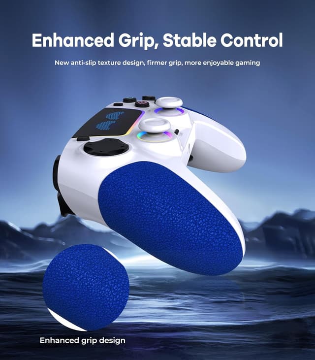 Detalle de Controller Wireless SFGSUP per PS5/PC/iOS/Android/Steam Deck con stick e grilletto Hall Effect, RGB e doppia vibrazione