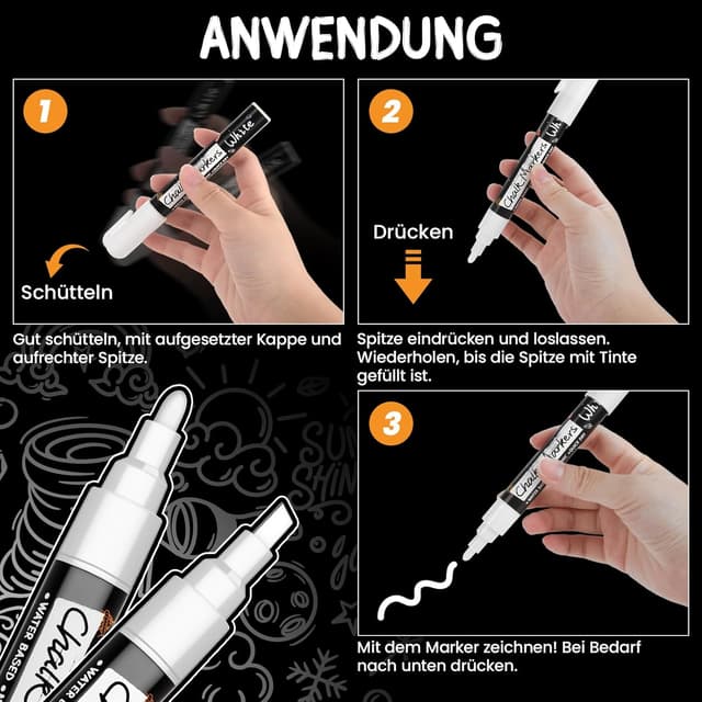 Thumbnail 5 de Maqhpu Weiß Kreidestifte Set 6 Stück, 1mm–6mm