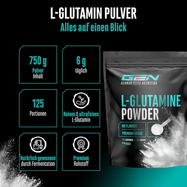 Detalle 2 de L-Glutamin Pulver 750 g (Premium Qualität) – rein, vegan & unaromatisiert