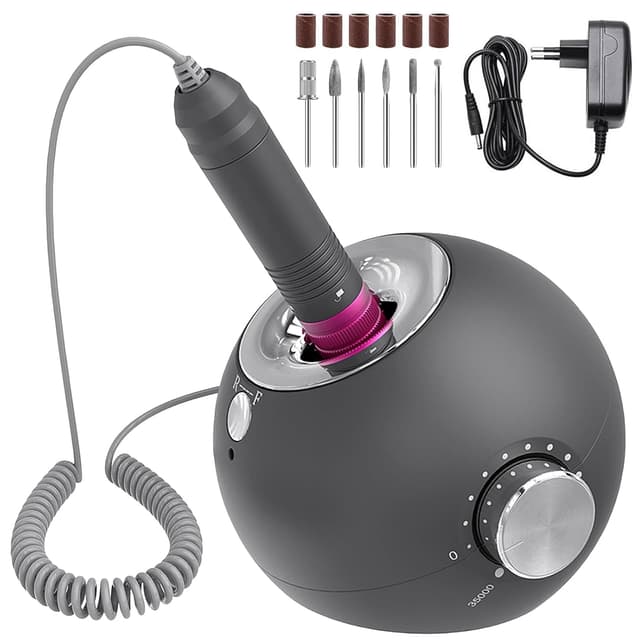 Detalle de Delanie Nagelfräser mit bis zu 35.000 U/Min für Gelnägel & Polygel – leises Maniküre-/Pediküreset mit 6 Aufsätzen