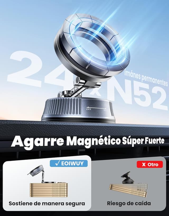 Detalle de EOIWUY soporte magnético coche MagSafe 360°