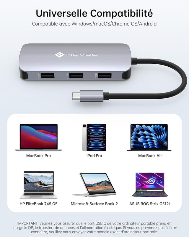 Thumbnail 6 de NOVOO Docking station USB C 7-en-1