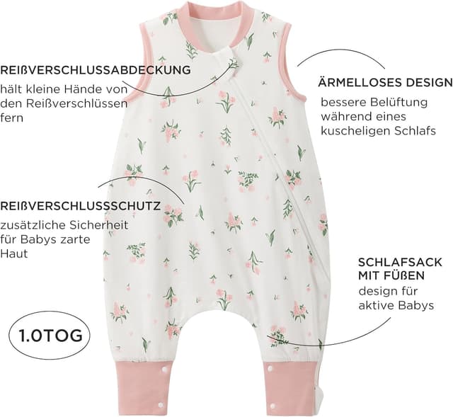 Detalle 2 de Duomiaomiao Sacco nanna per bambini con piedi 1.0 TOG in 100% cotone