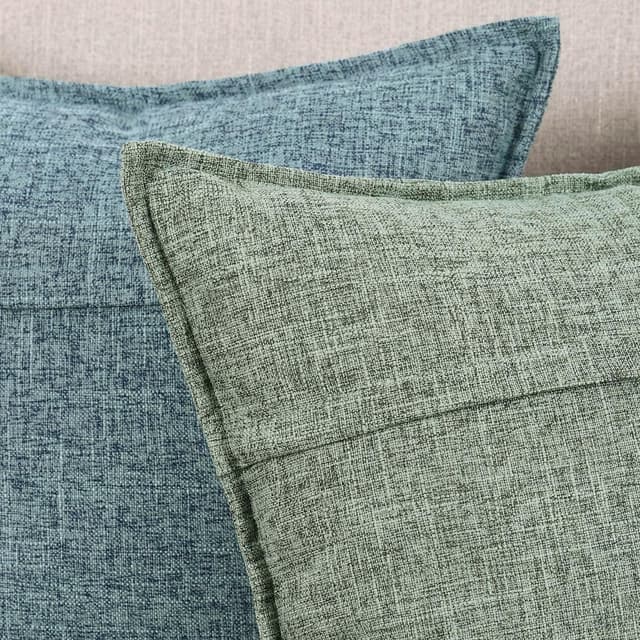 Detalle de Madizz 2er-Set Kissenbezüge aus Polyester-Leinen in Graugrün, 30x50 cm