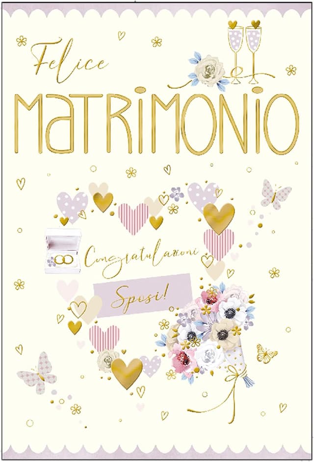 Detalle de Biglietto auguri matrimonio ARKRAFT con finitura in oro 17x12 cm (con portasoldi) M12