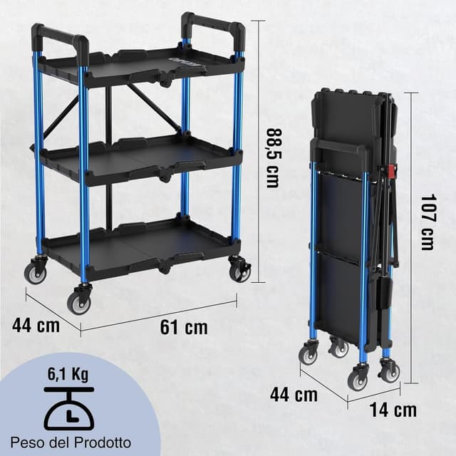 Thumbnail 1 de WORKPRO Carrello pieghevole 3 livelli 32 kg ðŸ›