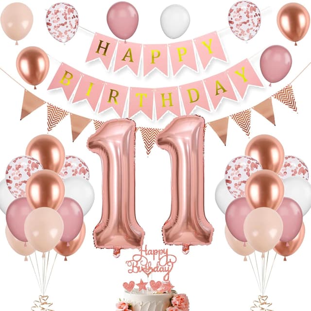 Detalle 2 de 12. Geburtstag Deko-Set Roségold mit Zahl 12 Luftballons und „Happy Birthday“-Banner (für Mädchen & Frauen)