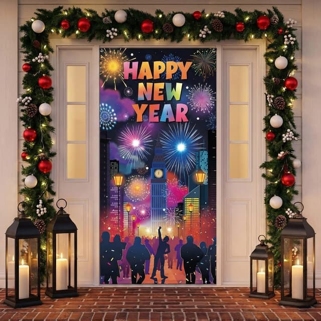 Imagen de KatchOn XtraLarge Happy New Year Door Cover 74x36 en OfertitasTOP