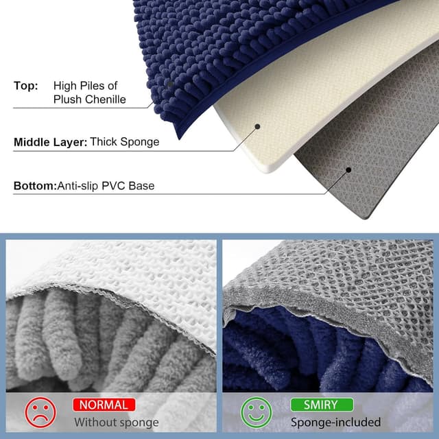 Thumbnail 5 de Smiry Luxury Chenille Bathroom Rug 47x17, Absorbent Runner 🧻