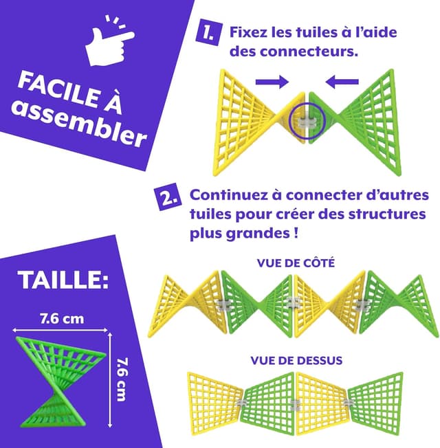 Thumbnail 5 de Hypertile Hyperbolique STEM 3D (48 tuiles & 80 connecteurs) Fun in Motion Toys