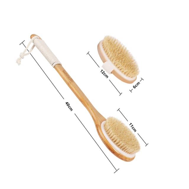 Detalle 2 de Jayzuum 2er-Set Rückenbürste mit langem Stiel – Trockenbürste & Saunabürste für Peeling und Massage