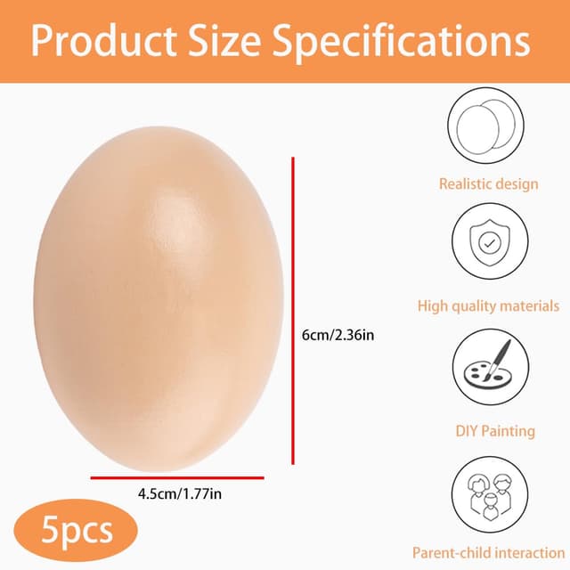 Thumbnail 1 de Holzeier Nesteier 5 Stück 6×4,5 cm 🐣