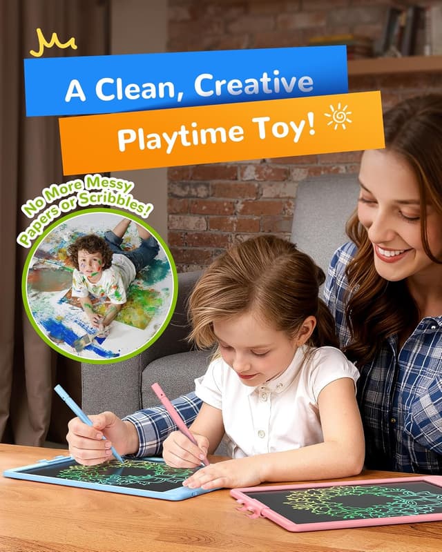 Detalle 2 de KOKODI 10‑Zoll LCD-Schreibtafel für Kinder (ab 3 Jahren) – blaue Maltafel mit Zeichen-/Notizfunktionen