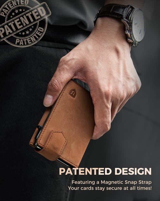 Detalle de LORZOR Magnetic Closure Card Holder Wallet with XXL Coin Pocket (RFID, Slim Leather) – for up to 10 cards